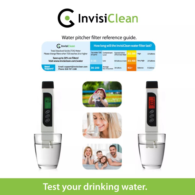 InvisiClean 3 in 1 TDS Meter Water Tester - Measures
