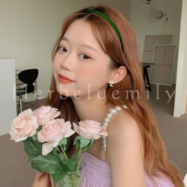Herbeluemily Headband Thin Satin Pushing Life Korean Set Choose from Matching Shiny Costume, Hair Ornament, Eset (Yellow, Purple, Blue, Red, Green)