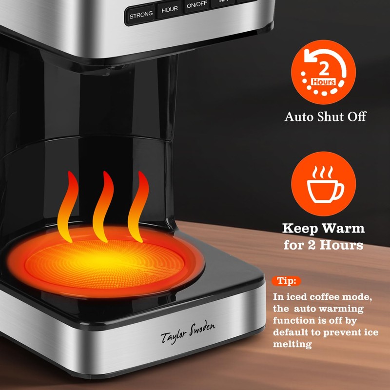 Taylor Swoden Programmable Coffee Makers 12 Cup, Hot and Iced