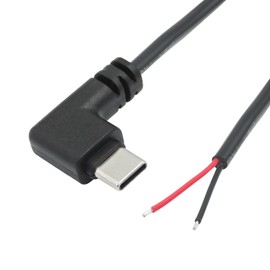 Maixbomr Right Angle USB C to 2 Pin Bare Wire Open End Wire 1M/3FT, 90 Degree USB Type C Male Plug Pigtail Power Cable 22AWG 5V/3A, for USB C Equipment Installed or Replacement Repair DIY Cable(2Pcs)