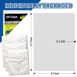 King Origin Plastic Drop Cloth, 6 Piece Drop Cloth for Painting, 9x12 Feet, Waterproof and Dust-Proof Clear Cloth, Paint Tarps Drop Cloth for Furniture Cover