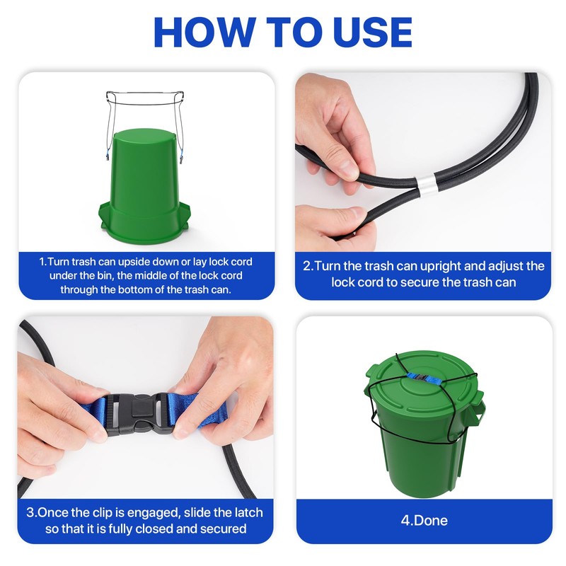 2PCS Trash Can Lid Locks for Animals, Garbage Can Bungee