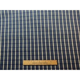 Plaid Indigo Blue Woven Denim Cotton Fabric 68" wide Ticking Pillows Decorating 1yd