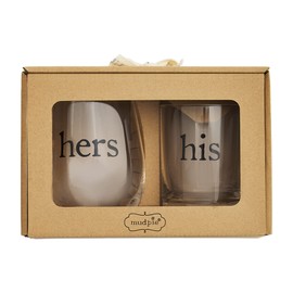 Mud Pie His Hers Boxed Glass Set