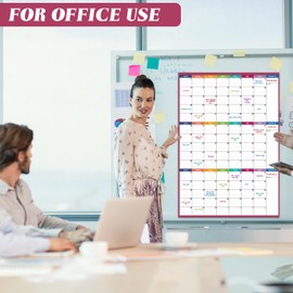 Office Product Large Dry Erase Calendar For Wall - Undated 3 Month Calendar, 28'' x 40'', Erasable & Reusable Laminated White Board With 8 Round Stickers, Vertical Layout For Home, Office And Classroom Use