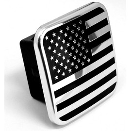 eVerHITCH USA Metal Flag Hitch Cover (Fits 2" Receiver, Black Chrome)