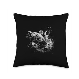 Angel Fishing, lustige Sprüche Carp in Water Comic Art Graphic for Men Women Children Throw Pillow, 16x16, Multicolor