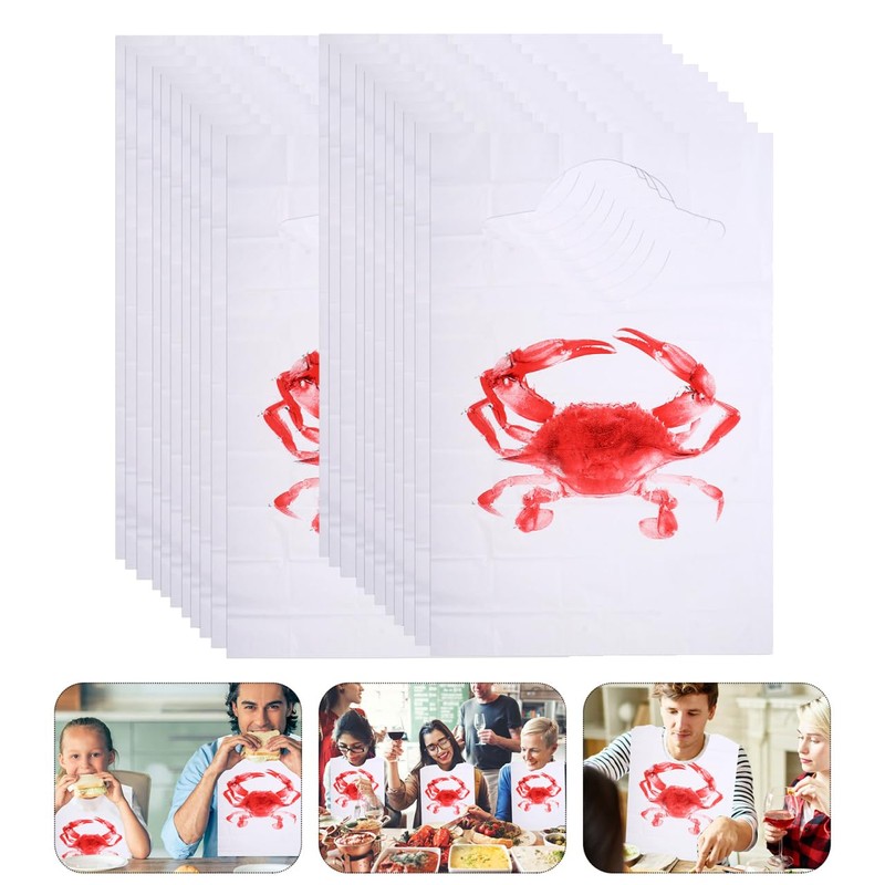 iplusmile Pack of 100 Disposable Apron Lobster Bibs in Restaurant