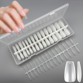CHARMIX Medium Oval 360 Pcs Large Capacity Nail Tips, False Nails, Ultra-thin, Super Thin, Thin Type, Sanded, Blank, Commercial Use, Practice Use, Comes with Box, For DIY (300. Medium Oval, 360pcs)