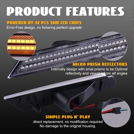 Nrgedzam 2PCS Led Side Marker Lights Front Bumper Sidemarker Lamps Reflectors Sidemarker Lamps Compatible with 2010-2015 Chevy Camaro, Clear Lens (Amber)