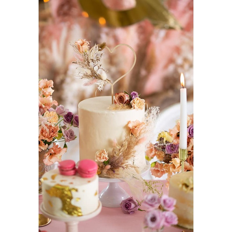 PartyDeco KPT65-100 Wooden Heart Topper-Approx. 23 cm
