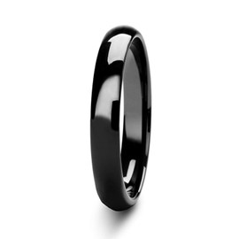 Tioneer 5mm Stainless Steel 316L Classic Plain Wedding Band Ring | High Polished | Personalize Engravings | Jewelry Box (Black, 8)