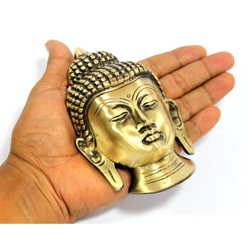 eSplanade Brass Buddha Face Wall Hanging Idol Statue Figurine Murti