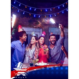 Red White Blue String Lights Plug in with Adapter,200 LED 4th of July Decoration Patriotic Mini Lights with Remote, Waterproof for Indoor Bedroom Party Holiday Independence Day