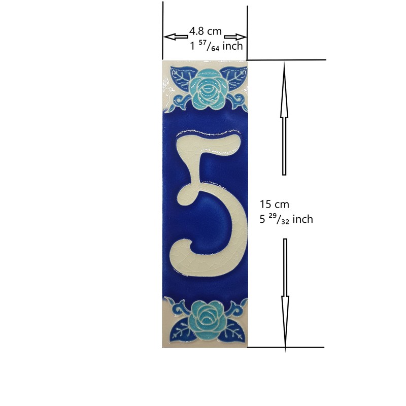 Phosphorescent Hand Painted Italian Ceramic Number & Letter Tiles Rose