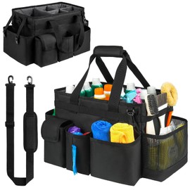 ZIOZERTT Hot Tub Chemical Storage Bag for Adults,Spa Accessories Organizer with Handle and Shoulder Strap,Cleaning Caddy Bag for Hot Tub Supplies,Black,Large