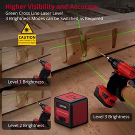 XUNTOP 100Ft Laser Level Self Leveling (±3°) with ±1.5mm/5m Accuracy Green Cross Laser Level with Magnetic Bracket and Pouch for Picture Hanging Wall Floor Tile Construction