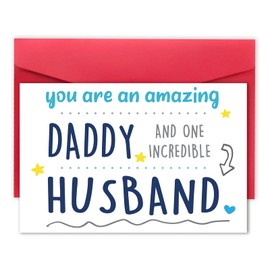 LiuuLi Funny Fathers Day Card for Dad, Father's Day Card for Husband, Happy Birthday Card Gifts for Daddy,You Are an Amazing Daddy And One Awesome Husband