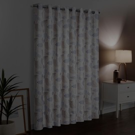 Eclipse 100% Blackout Curtain, Larissa Leaf Grommet Curtain, 63 in Long x 50 in Wide, Patterned 100% Blackout Curtain, Thermal Insulated Curtain for Living Room or Bedroom, 1 Window Curtain, Sky Blue