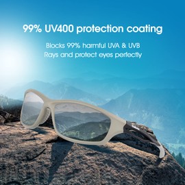 Duduma 偏光サングラスUV400 クリア pcメガネ メンズ レーディス ユニセックス スポーツサングラス ゴルフ フィッシング 野球 サイクリング アウトドアスポーツ DU90 (ライトブラックフレームアンドブルーレンズ)