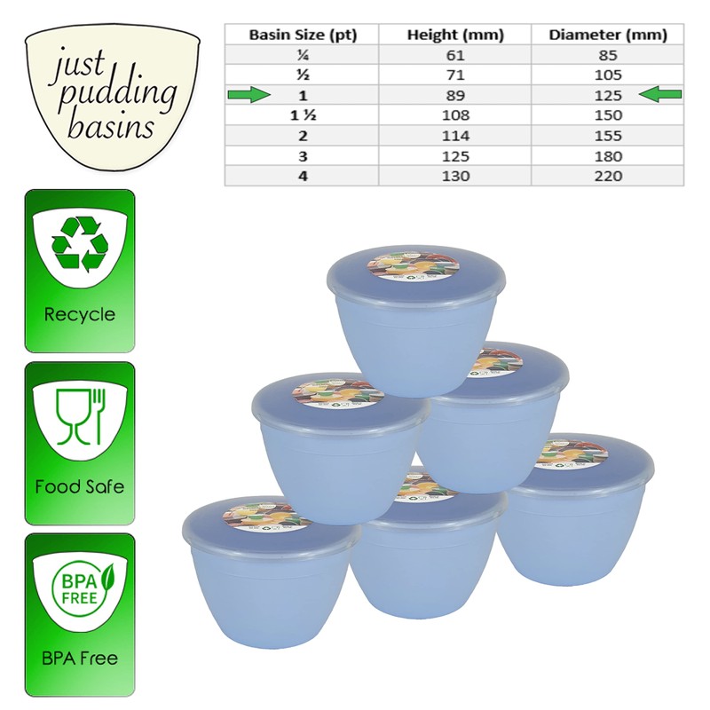 Just Pudding Basins Pastel Colours Blue 1 Pint Basin and