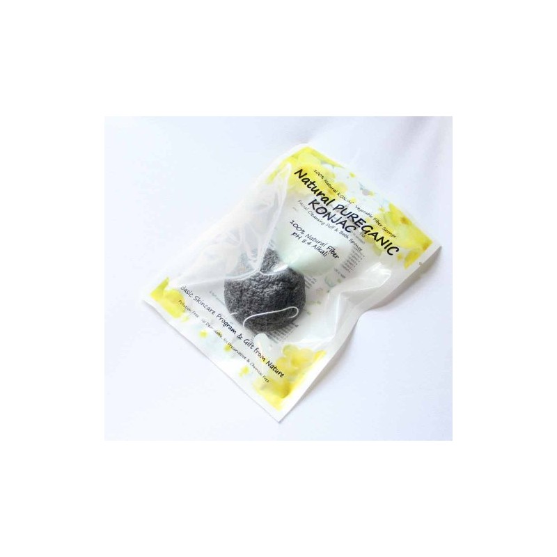 Natural PureGanic KONJAC Fiber Sponge Charcoal