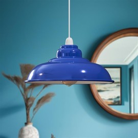 DCVOLTAGE Retro Ceiling Pendant Lamp Shade Navy Blue Metal 32 cm Width 13.5 cm Height Curved Shape Ideal for Living Room Bed Room Kitchen Office Balcony Restaurant Bar