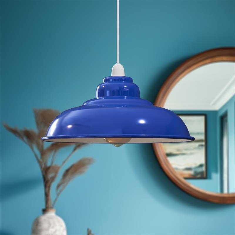 DCVOLTAGE Retro Ceiling Pendant Lamp Shade Navy Blue Metal 32