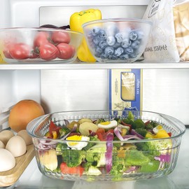 CGNWEEPS 3.2QT Deep Glass Baking Dish,10.5×7×3.35 inches Rectangular Glass Baking Pan, Borosilicate Glass, Vertical Stripe Baking Dish for Oven