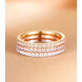 TIGRADE 2mm Women Titanium Eternity Ring Cubic Zirconia Anniversary Wedding Engagement Band Size 3-13.5 (Silver, 7)