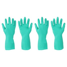MECCANIXITY Nitrile Chemical Resistant Gloves, Industrial Gloves Anti-Slip Protective Safety Work Glove for Cleaning Dish Washing Resist Acid Alkali, Small,Green, Pair of 2