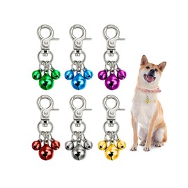 MaoNativey 6 Stück Haustierglocken für Halsbänder - Laute Hundeglocken in 6 Farben - Mit Schlüsselring als Anhänger für Hundehalsbänder & Schlüsselbund - Stylisches Accessoire für Hunde