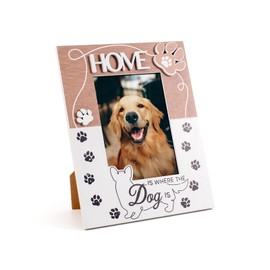 Dogs Picture Frame 5 x 7 Wood Photo Frame 3D House with Paw Print Design Rustic Farmhouse Pet Picture Frame Memorial Display Gifts Tabletop or Wall Display Family Office Home Decor (Claw)