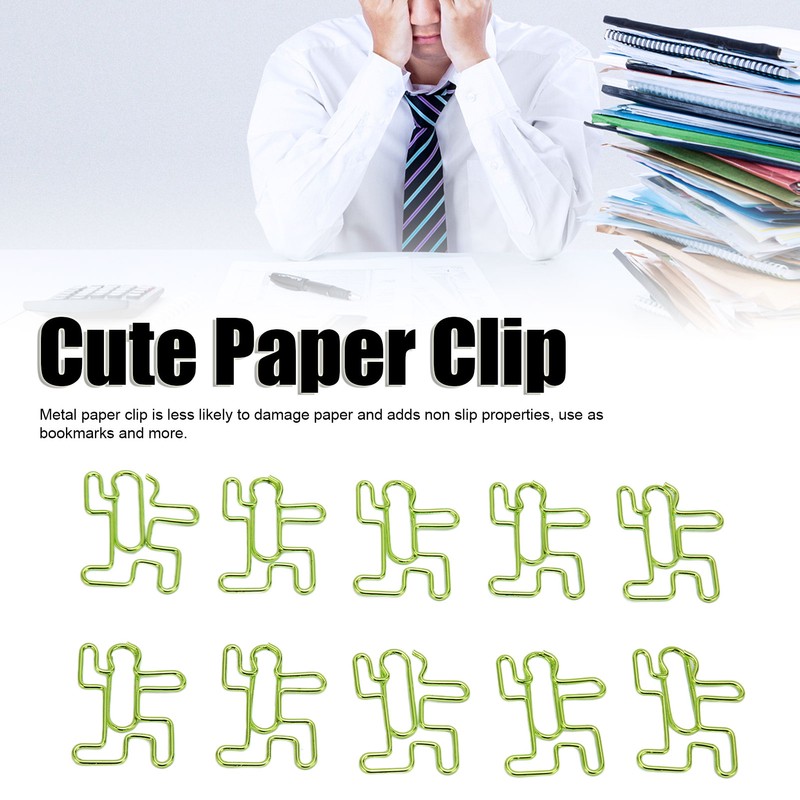 100PCS Cute Paper Clip Figure Shaped Electroplating Process Prevent Slip