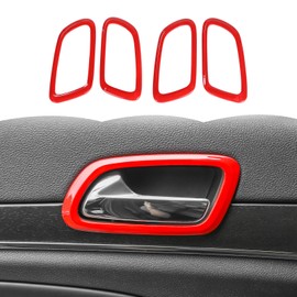 Door Inner Grab Handle Trim Cover Door Handle Bowl Frame Decor Ring Trim Interior Accessories for Jeep Grand Cherokee 2011-2020,Red
