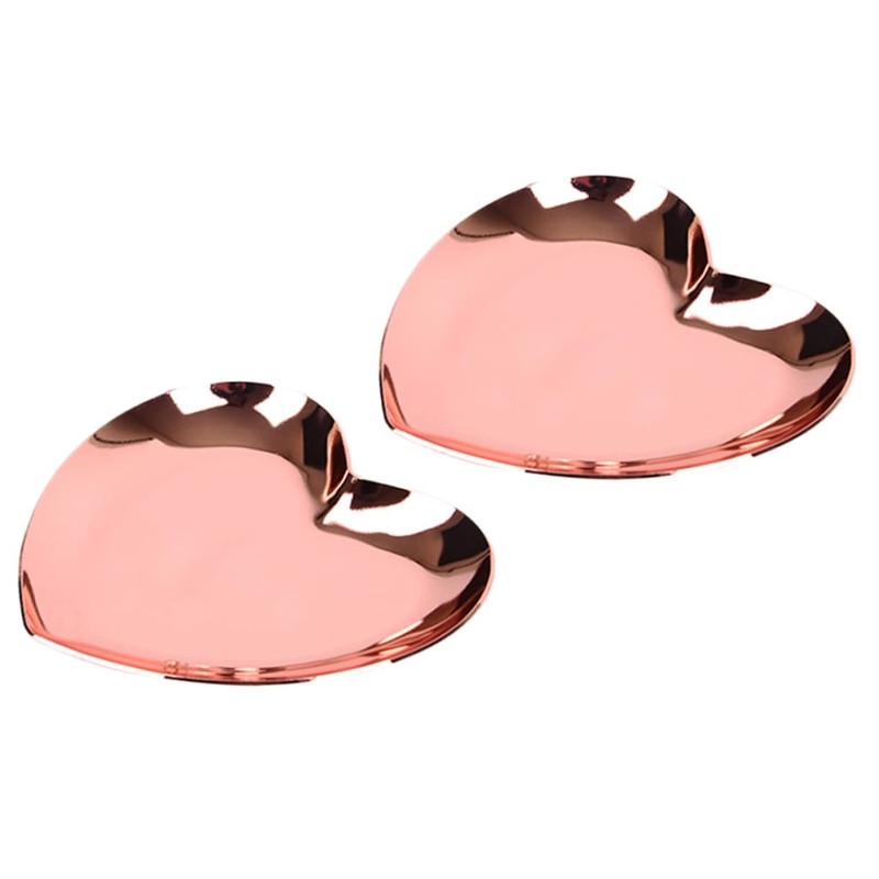 KOMBIUDA Stainless Steel Heart Shape Jewelry Dish Tray Chrome Trinket