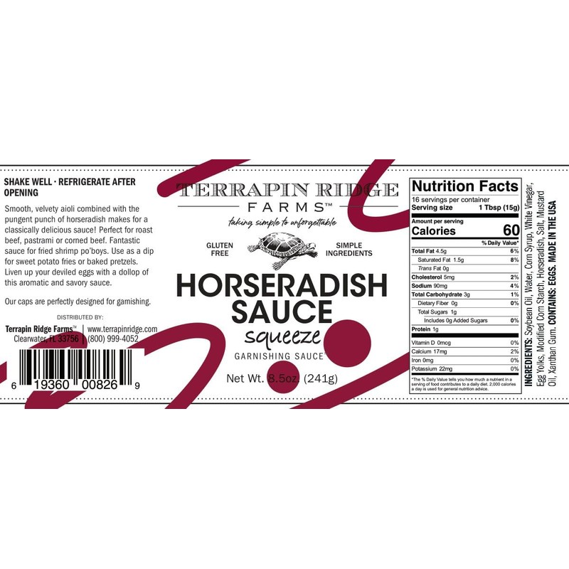Terrapin Ridge Farms Horseradish Garnishing Sauce – One 8.5 Ounce