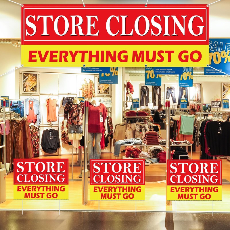 Fiwochic 4 Pcs Store Closing Everything Must Go Banner Signs