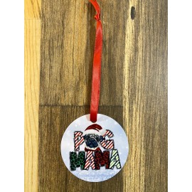 Handmade Pug Mama Christmas ornament-fawn