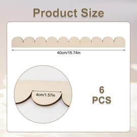 6 Pack Unfinished Scalloped Decorative Wood Trim, Wood Trim Molding Decorative, Cute DIY Moulding Trim for Home Wall Cabinet Shelf and Window Door(15.74 x 1.57 Inch)