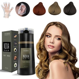 Nova Hair Dye Shampoo,Nova Hair Instant,Nova Hair Dye Shampoo 3 in 1, for Men & Women. (200ml Light Brown)