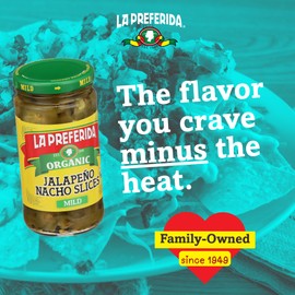 La Preferida Organic Mid Jalapeño Nacho Slices (Same Great Flavor, No Heat) Seedless Pickled Peppers – USDA Certified, No Added Sugar. Use on Tacos, Salads & Bowls, 11.5 oz. (Pack of 6)