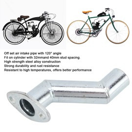 Akozon 32mm Bike Carb Offset Intake Manifold with Gasket Steel Alloy Intake Pipe Spacer Kit for 49cc 66cc 80cc Motorised Bicycle Carburetor