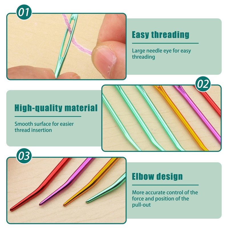 Bupete 42 Pcs Large Eye Blunt Yarn Needles Set, Darning