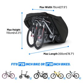 Favoto Bike Cover Waterproof Outdoor - Bicycle Covers for 1 or 2 Bikes Outside Storage Rain Dust Sun Wind Proof with Lock Hole Storage Bag for Ebike Mountain Road Electric Bike