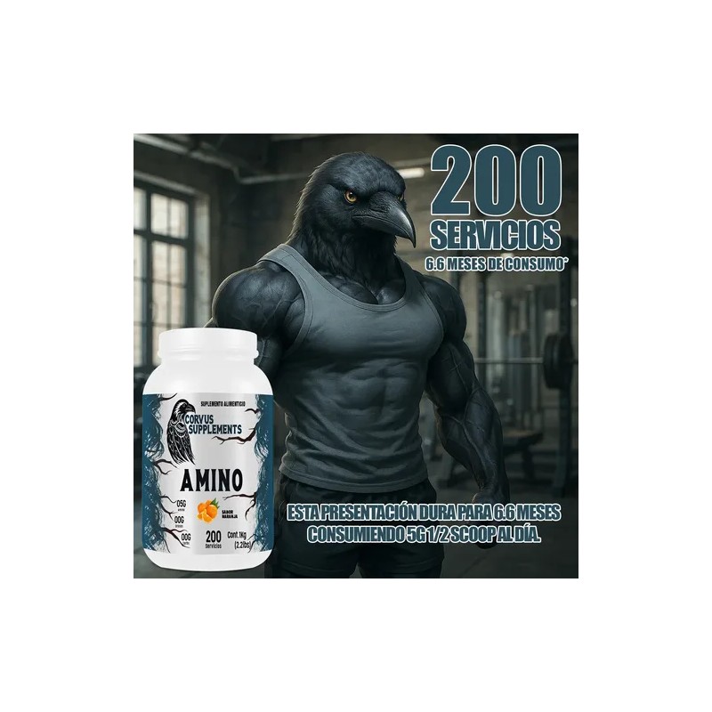 Aminoácidos 1kg Corvus Suplemento Alimenticio Polvo 200serv
