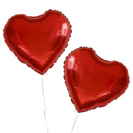 [2 Pack] 42 Inch (107cm) Large Red Heart Foil Balloons – Giant Metallic Valentine’s Day Balloons for Decorations, Birthday, Wedding, Proposal, Anniversary, Party Supplies (Red, 2 Count)