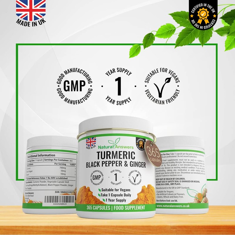 365 Turmeric, Black Pepper & Ginger Capsules - High Strength