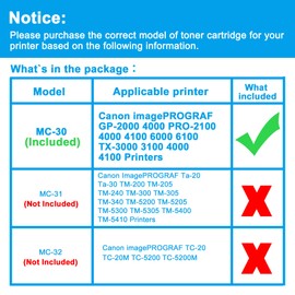 LCL Compatible MC-30 Maintenance Cartridge Replacement for Canon MC-30 Maintenance Cartridge with Chip imagePROGRAF GP-2000 4000 PRO-2100 4000 4100 6000 6100 TX-3000 3100 4000 4100 Printers (1-Pack)