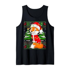 Fox Christmas Lights Santa Costume Ugly Xmas Sweaters Tank Top